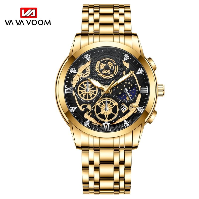 2024 Africa New 30m Waterproof Binbang Men's Quartz Watch Hollow Concept Waterproof Shrimp Multi-functional Watch Exquisite Coating Process Fine Polishing Details Design Comfortable Stylish