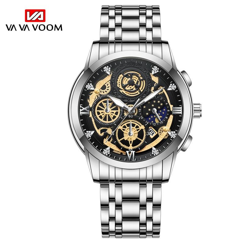2024 Africa New 30m Waterproof Binbang Men's Quartz Watch Hollow Concept Waterproof Shrimp Multi-functional Watch Exquisite Coating Process Fine Polishing Details Design Comfortable Stylish