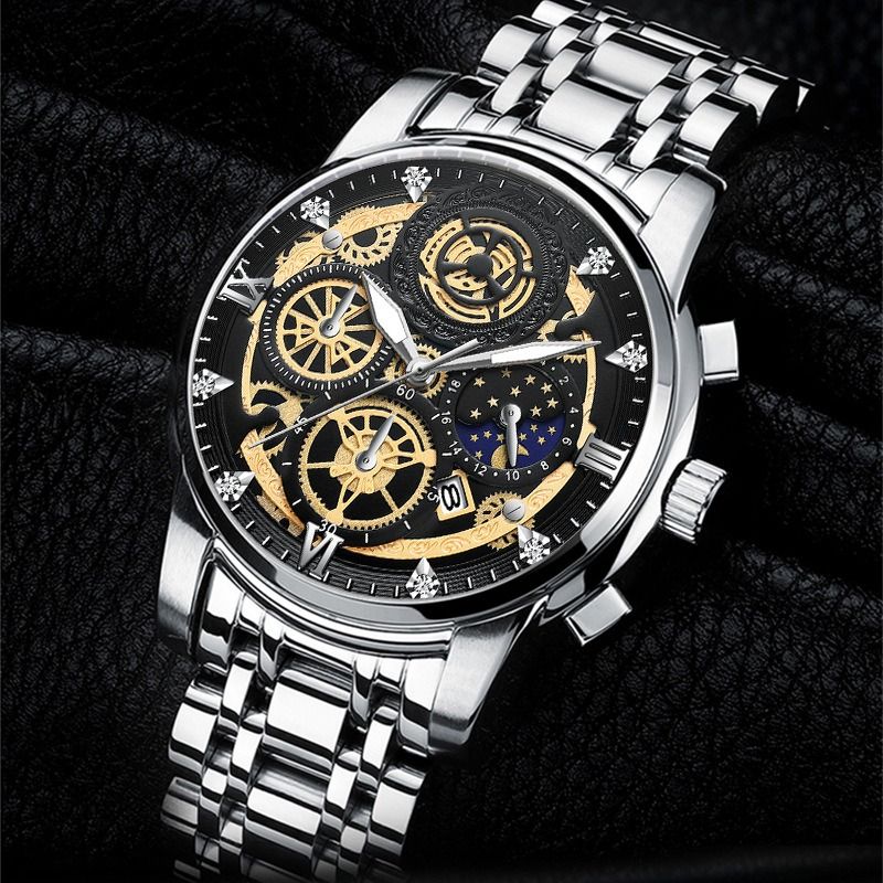 2024 Africa New 30m Waterproof Binbang Men's Quartz Watch Hollow Concept Waterproof Shrimp Multi-functional Watch Exquisite Coating Process Fine Polishing Details Design Comfortable Stylish