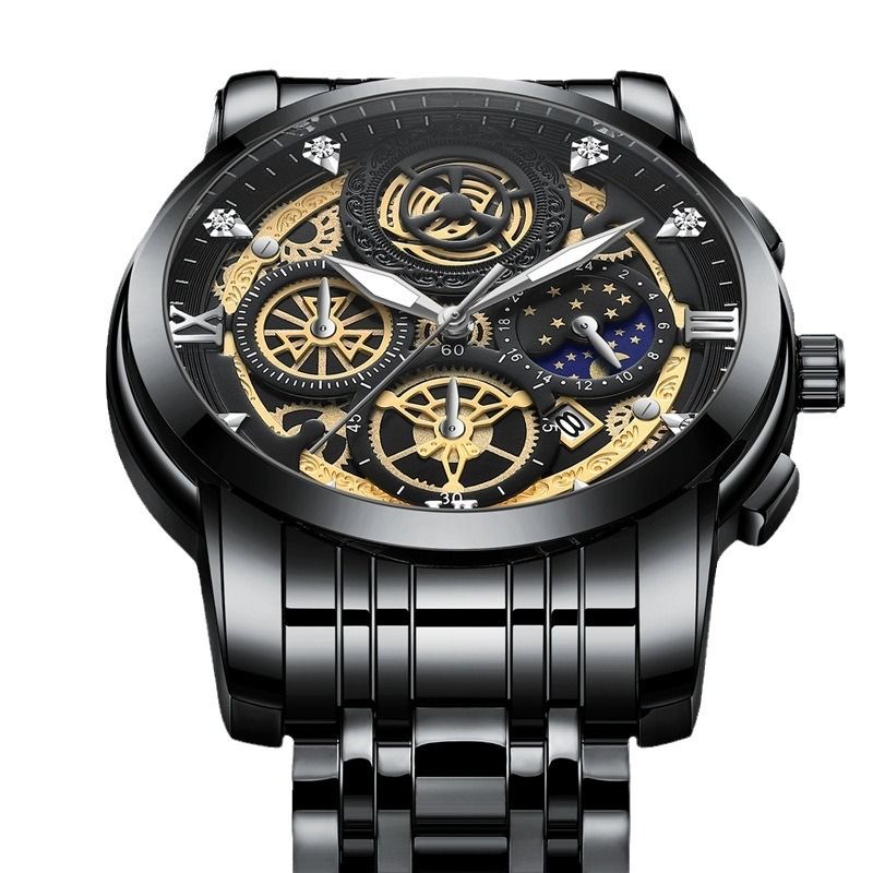 2024 Africa New 30m Waterproof Binbang Men's Quartz Watch Hollow Concept Waterproof Shrimp Multi-functional Watch Exquisite Coating Process Fine Polishing Details Design Comfortable Stylish