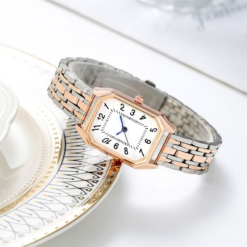 Africa new fashion foreign trade alloy steel strip steel chain watch women's pointer + digital business quartz watch wholesale a piece