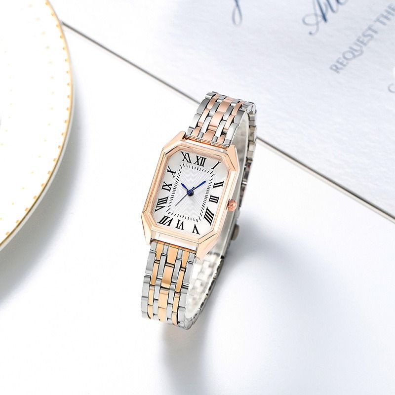 Africa new fashion foreign trade alloy steel strip steel chain watch women's pointer + digital business quartz watch wholesale a piece