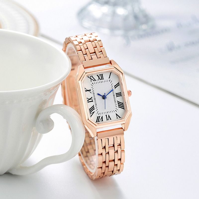 Africa new fashion foreign trade alloy steel strip steel chain watch women's pointer + digital business quartz watch wholesale a piece