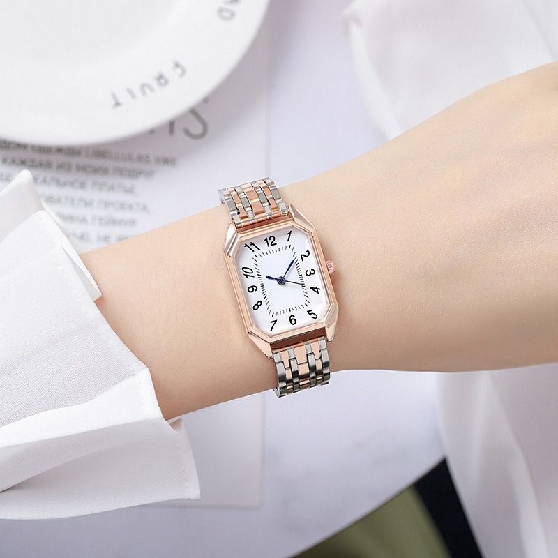 Africa new fashion foreign trade alloy steel strip steel chain watch women's pointer + digital business quartz watch wholesale a piece
