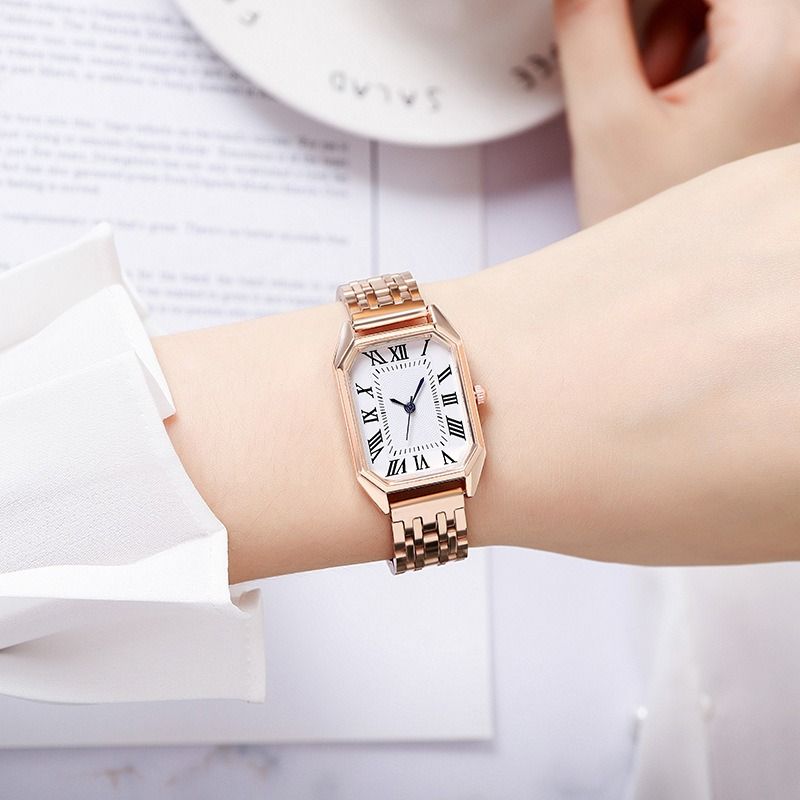 Africa new fashion foreign trade alloy steel strip steel chain watch women's pointer + digital business quartz watch wholesale a piece