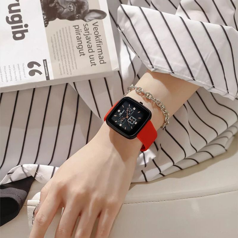 2024 Foreign trade new silicone strap square neutral watch for men and women couples brown, green, red, black decorative casual quartz watches wholesale for men and women