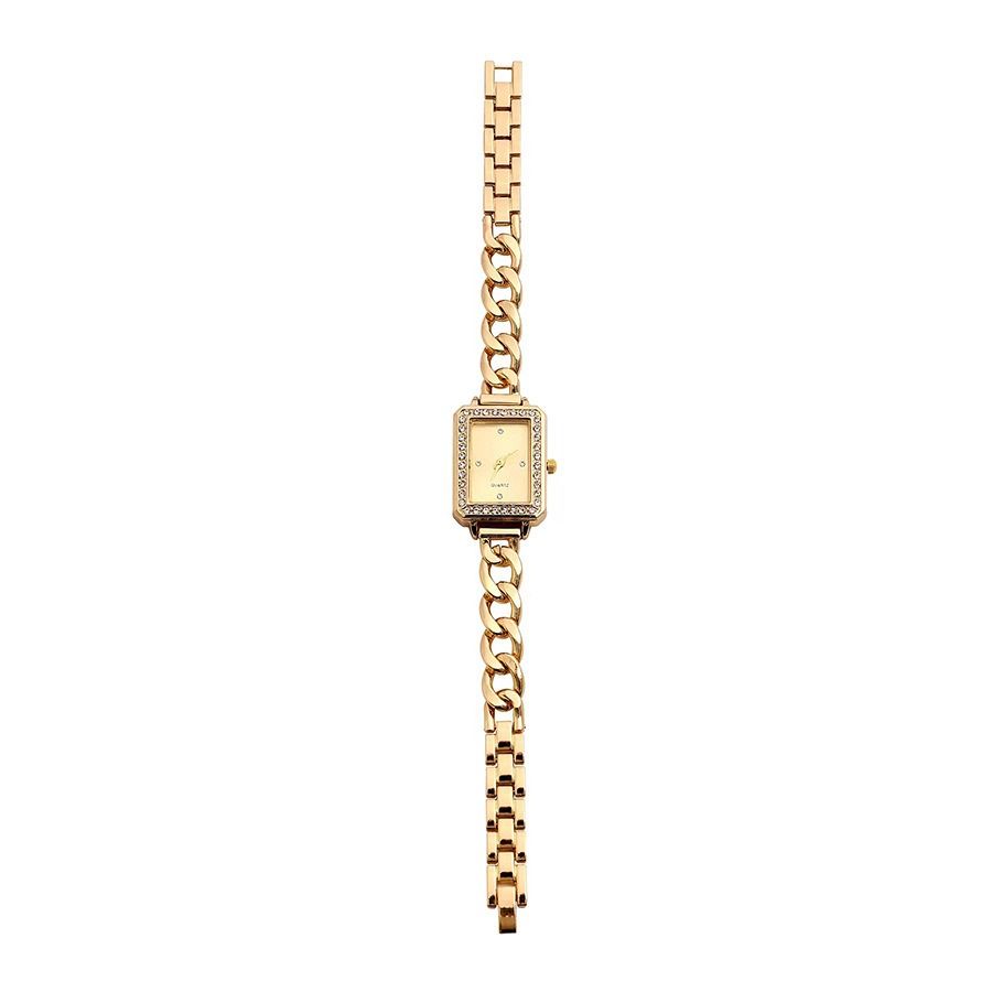 Africa 2024 new rectangular diamond-encrusted watch gold cross-border bracelet fashion watch Metal alloy steel watch temperament fashion women's watch