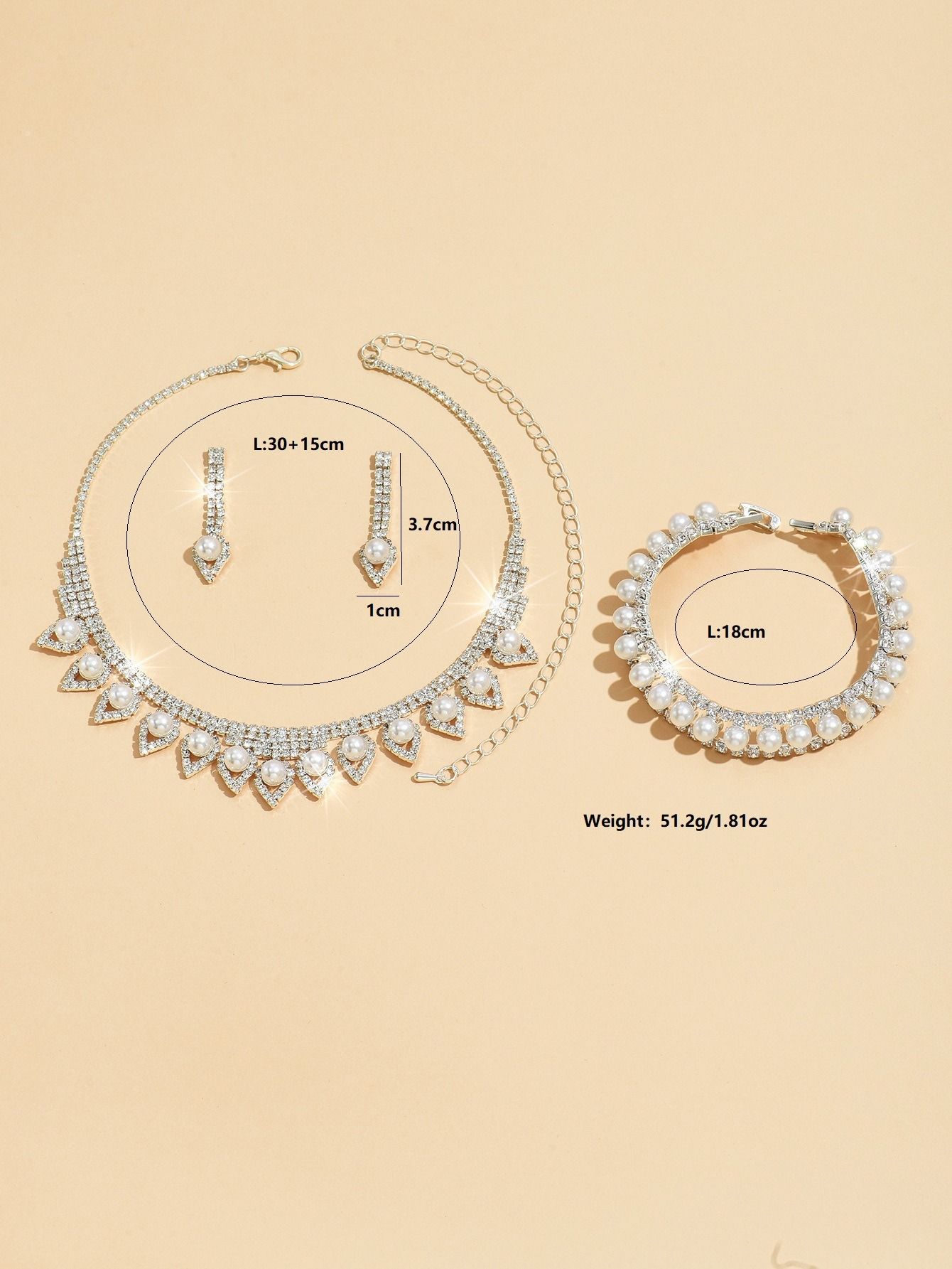 Cross-border Europe and the United States full diamond imitation pearl collarbone necklace earrings set fashion ladies jewelry earrings + collar + hand accessories