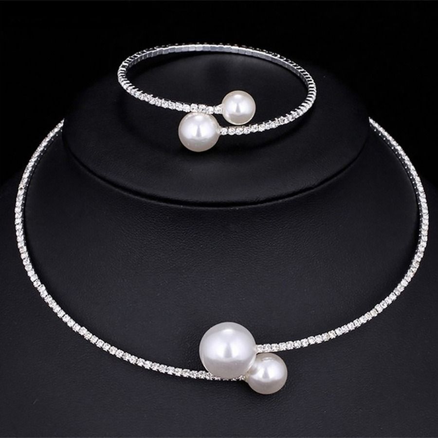 2024 New Style Metal Claw Chain Rhinestone Wedding Necklace Bride Necklace Earrings Jewelry Set Wholesale Light Luxury High-end Evening Party Accessories