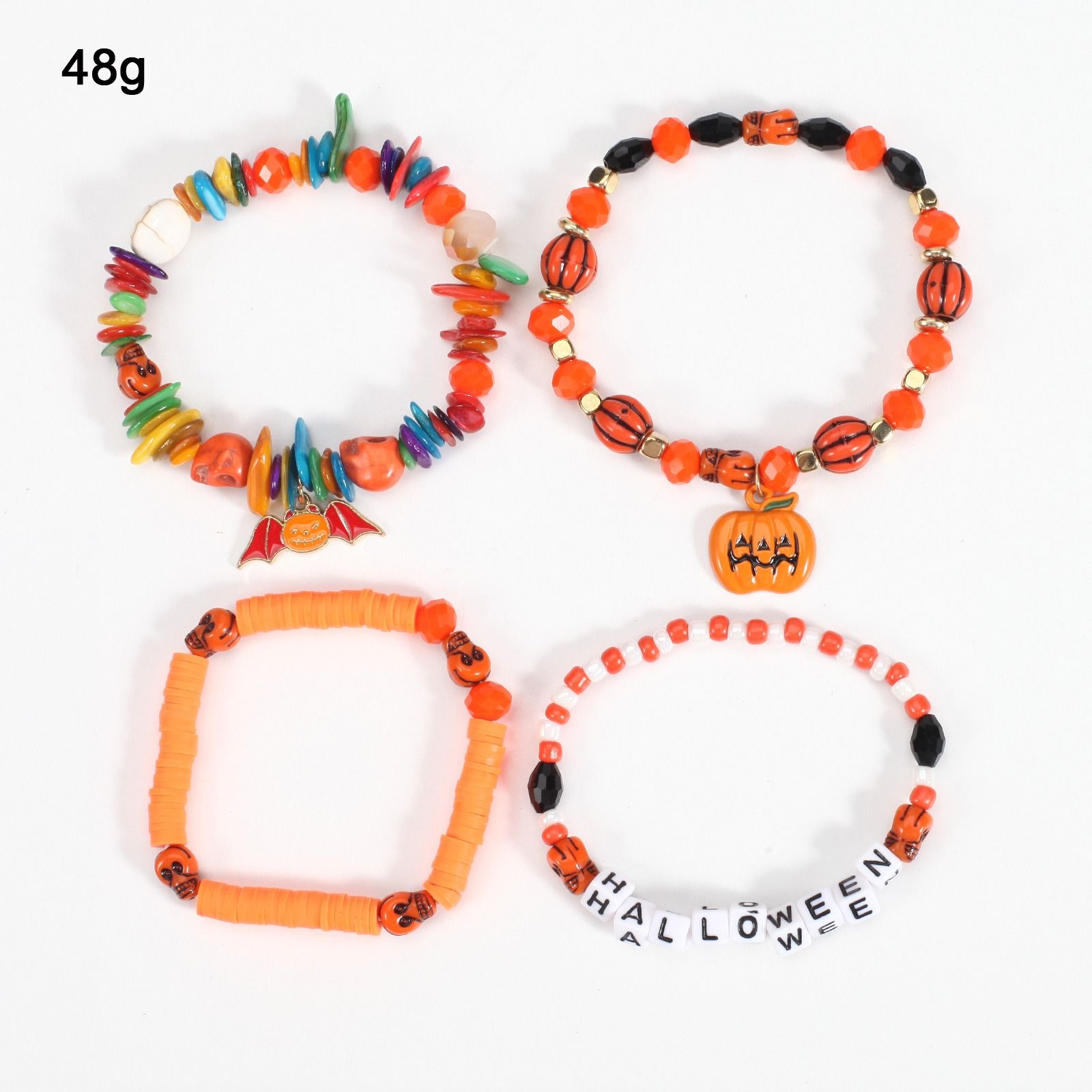 Halloween multi-layer bat pumpkin spider bracelet Snowman Snowflake Christmas tree old man deer hat pendant Artificial crystal polymer clay beaded pie opponents string Halloween