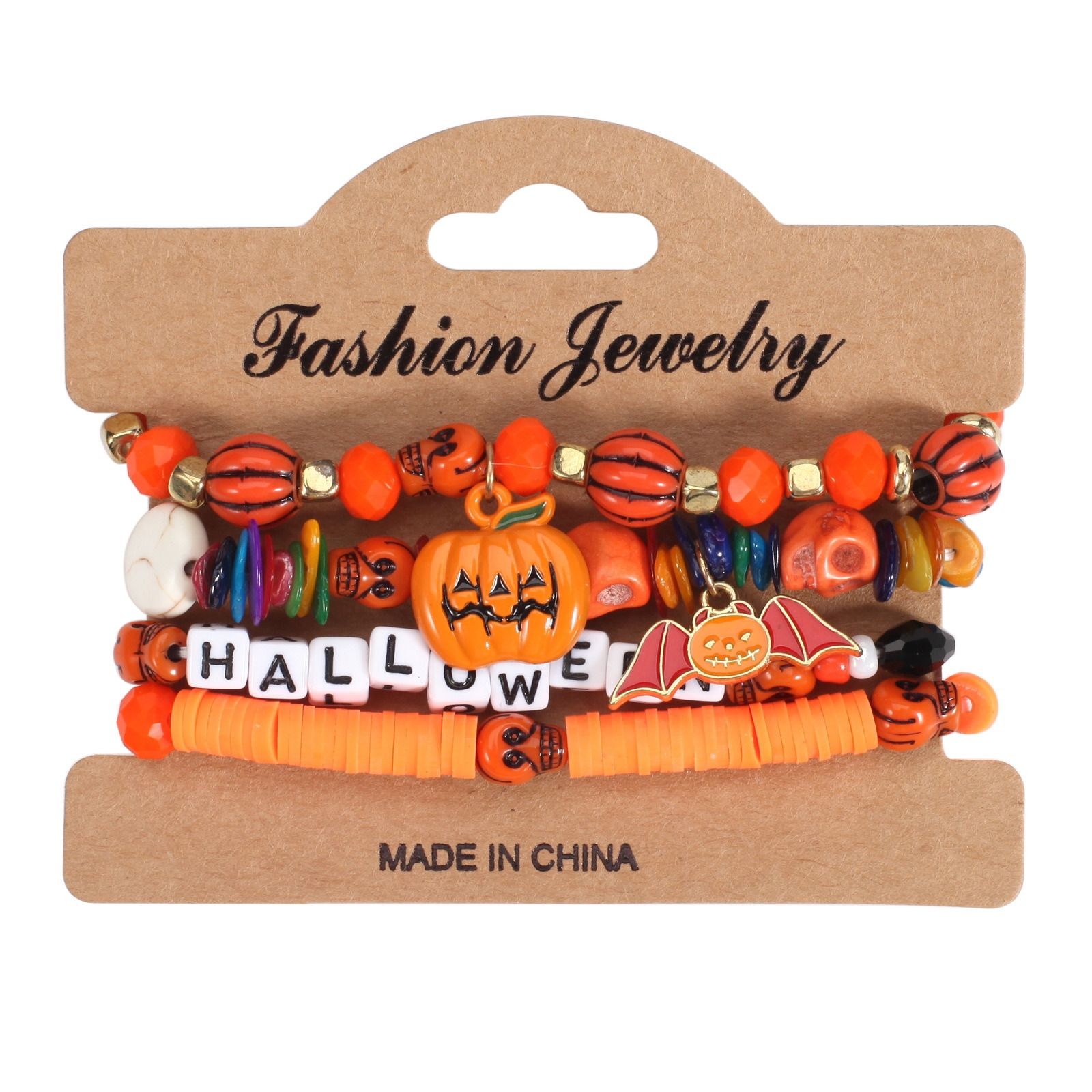 Halloween multi-layer bat pumpkin spider bracelet Snowman Snowflake Christmas tree old man deer hat pendant Artificial crystal polymer clay beaded pie opponents string Halloween