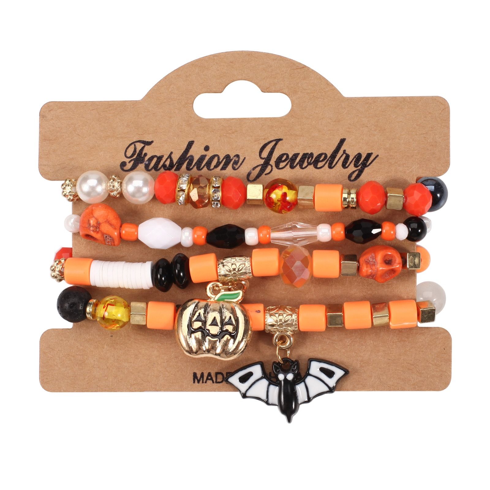 Halloween multi-layer bat pumpkin spider bracelet Snowman Snowflake Christmas tree old man deer hat pendant Artificial crystal polymer clay beaded pie opponents string Halloween