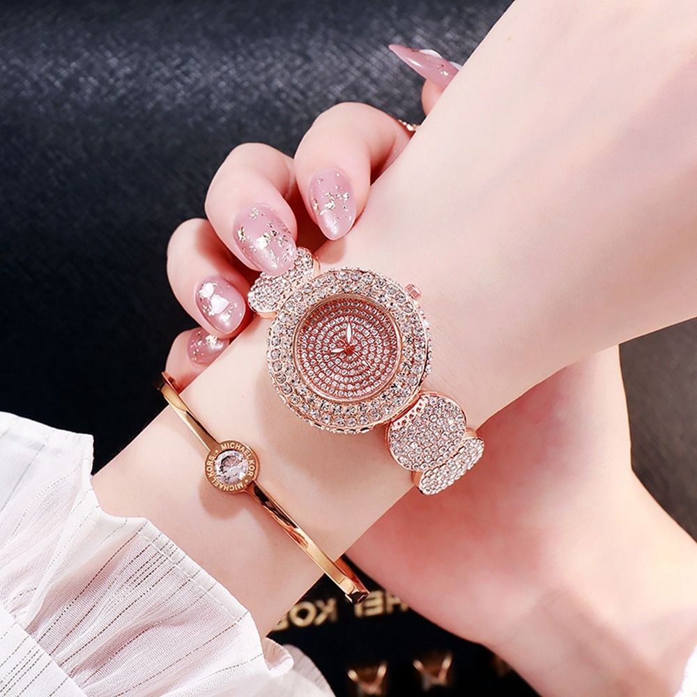 Luxury 30M Waterproof Steel Band Crystal Women Calendar Women Watches Luminous Business Women's Rose Gold Date Watches Lovers' Ladies Leisure Metal  Watches+ Luxury Gift Box Lovers Girlfriends Wife's