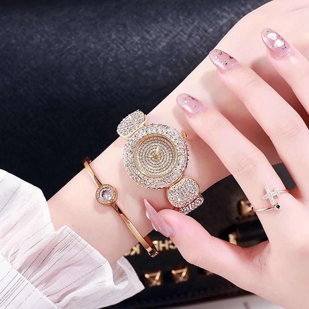 Luxury 30M Waterproof Steel Band Crystal Women Calendar Women Watches Luminous Business Women's Rose Gold Date Watches Lovers' Ladies Leisure Metal  Watches+ Luxury Gift Box Lovers Girlfriends Wife's