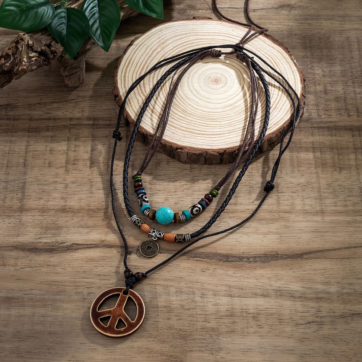 African cross-border jewelry men's summer coconut shell wood bead sunflower necklace niche hip hop personality necklace men's necklace collection