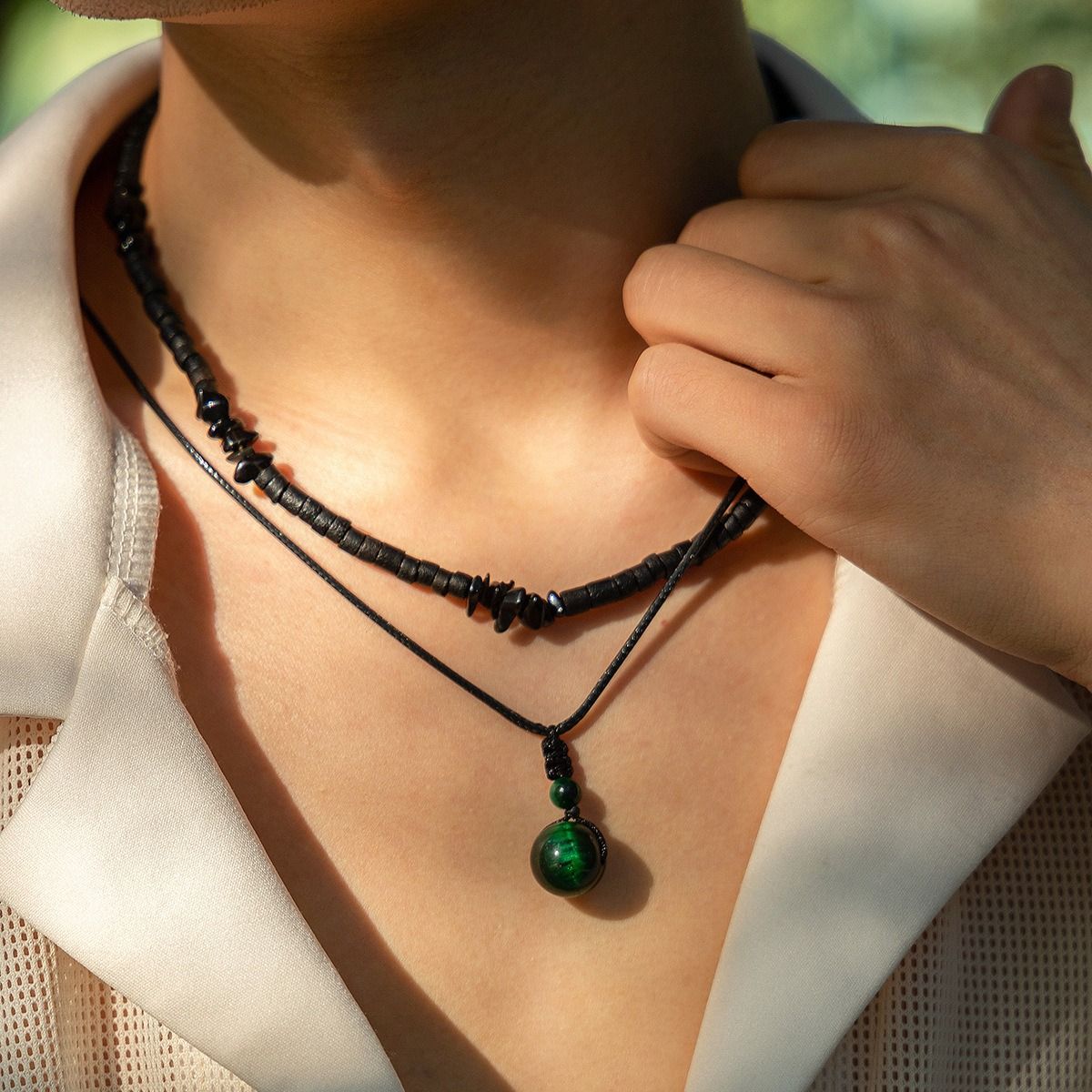 African cross-border jewelry men's summer coconut shell wood bead sunflower necklace niche hip hop personality necklace men's necklace collection