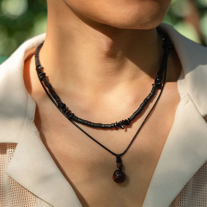 African cross-border jewelry men's summer coconut shell wood bead sunflower necklace niche hip hop personality necklace men's necklace collection