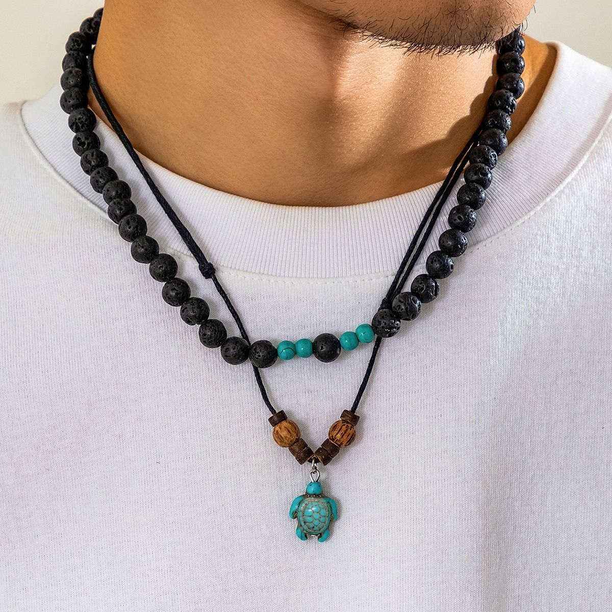 African cross-border jewelry men's summer coconut shell wood bead sunflower necklace niche hip hop personality necklace men's necklace collection