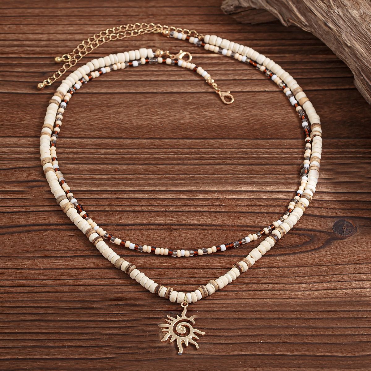 African cross-border jewelry men's summer coconut shell wood bead sunflower necklace niche hip hop personality necklace men's necklace collection