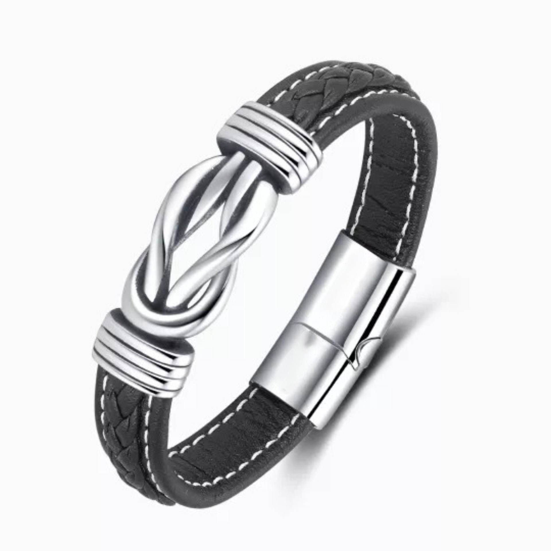 African men's bracelet cross-border hot sales Europe and the United States cross leather bracelet men's multi-layer hand-woven rope magnet buckle leather bracelet
