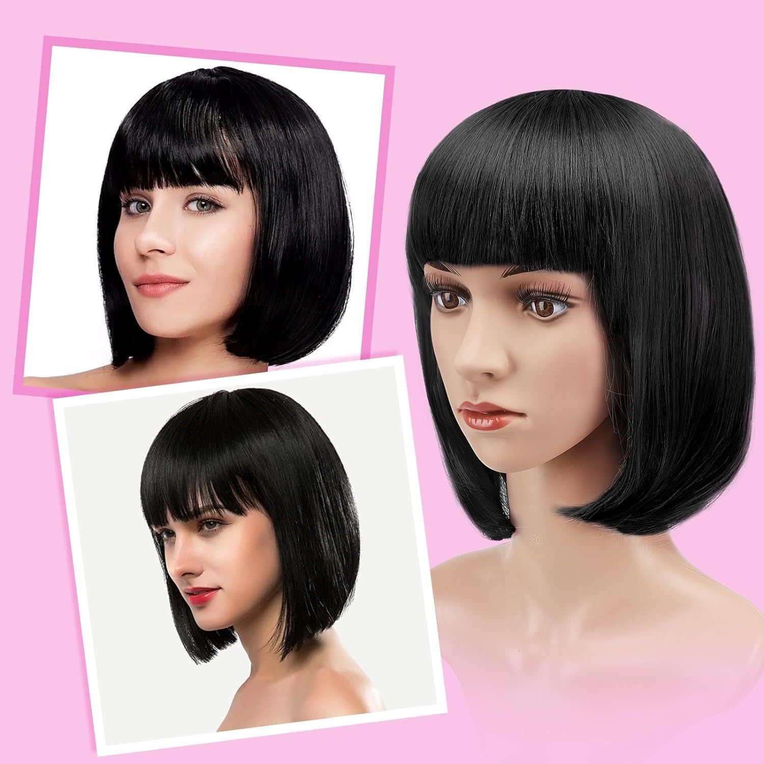 Africa new factory source wig female short straight hair with bangs simulation hair Europe and the United States foreign trade shoulder-length bobo head whole head cover