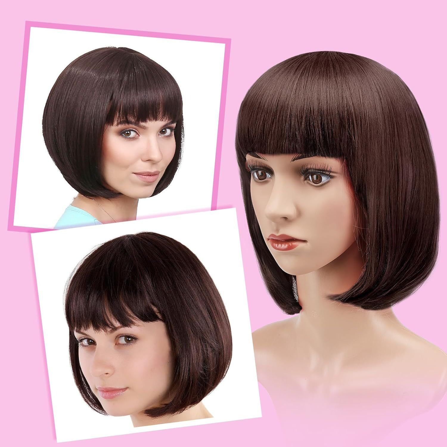 Africa new factory source wig female short straight hair with bangs simulation hair Europe and the United States foreign trade shoulder-length bobo head whole head cover