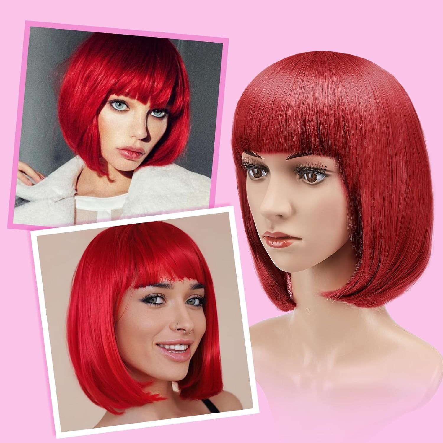 Africa new factory source wig female short straight hair with bangs simulation hair Europe and the United States foreign trade shoulder-length bobo head whole head cover