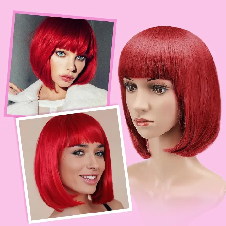 Africa new factory source wig female short straight hair with bangs simulation hair Europe and the United States foreign trade shoulder-length bobo head whole head cover