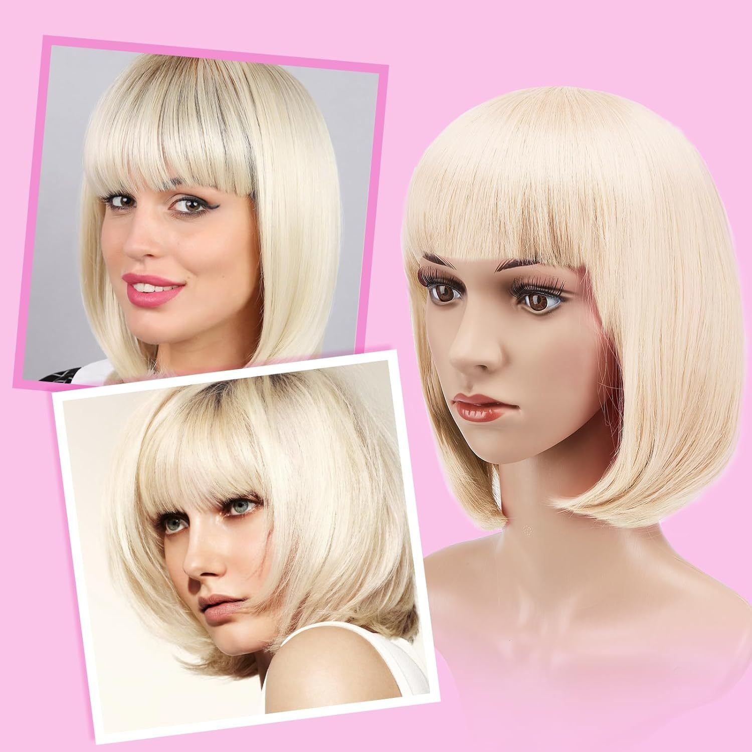Africa new factory source wig female short straight hair with bangs simulation hair Europe and the United States foreign trade shoulder-length bobo head whole head cover