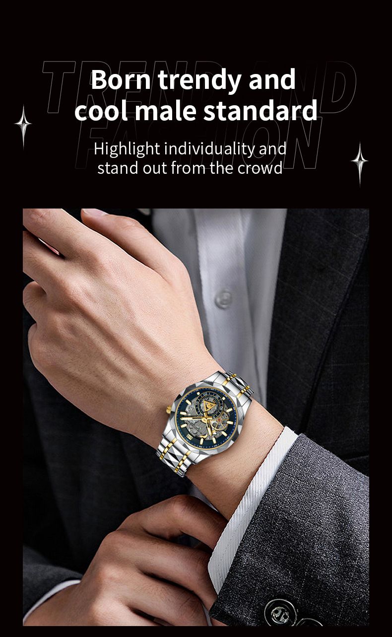 2025 Africa Europe America VA VA VOOM Brand New Steel Belt Men's Hollow Watch  Business Simple Quartz 30M Waterproof Watch Mechanical Hollowing Diverse Colors Trendy Versatility Fashion Business: