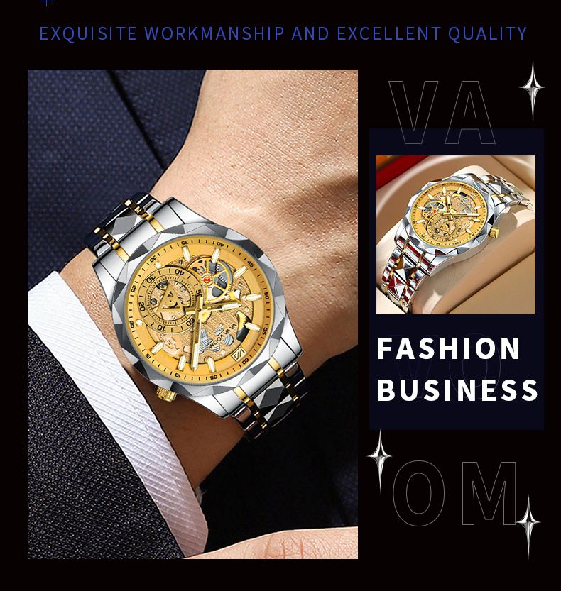 2025 Africa Europe America VA VA VOOM Brand New Steel Belt Men's Hollow Watch  Business Simple Quartz 30M Waterproof Watch Mechanical Hollowing Diverse Colors Trendy Versatility Fashion Business: