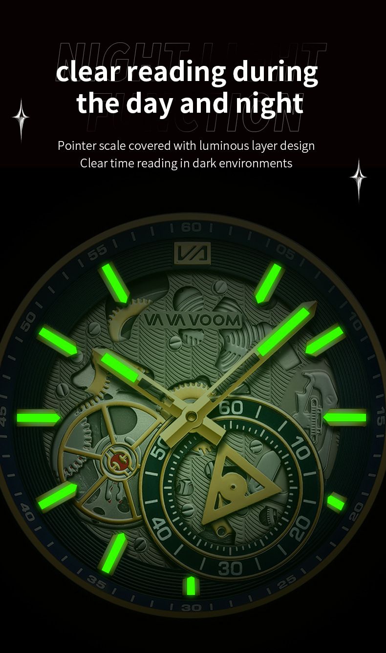 2025 Africa Europe America VA VA VOOM Brand New Steel Belt Men's Hollow Watch  Business Simple Quartz 30M Waterproof Watch Mechanical Hollowing Diverse Colors Trendy Versatility Fashion Business:
