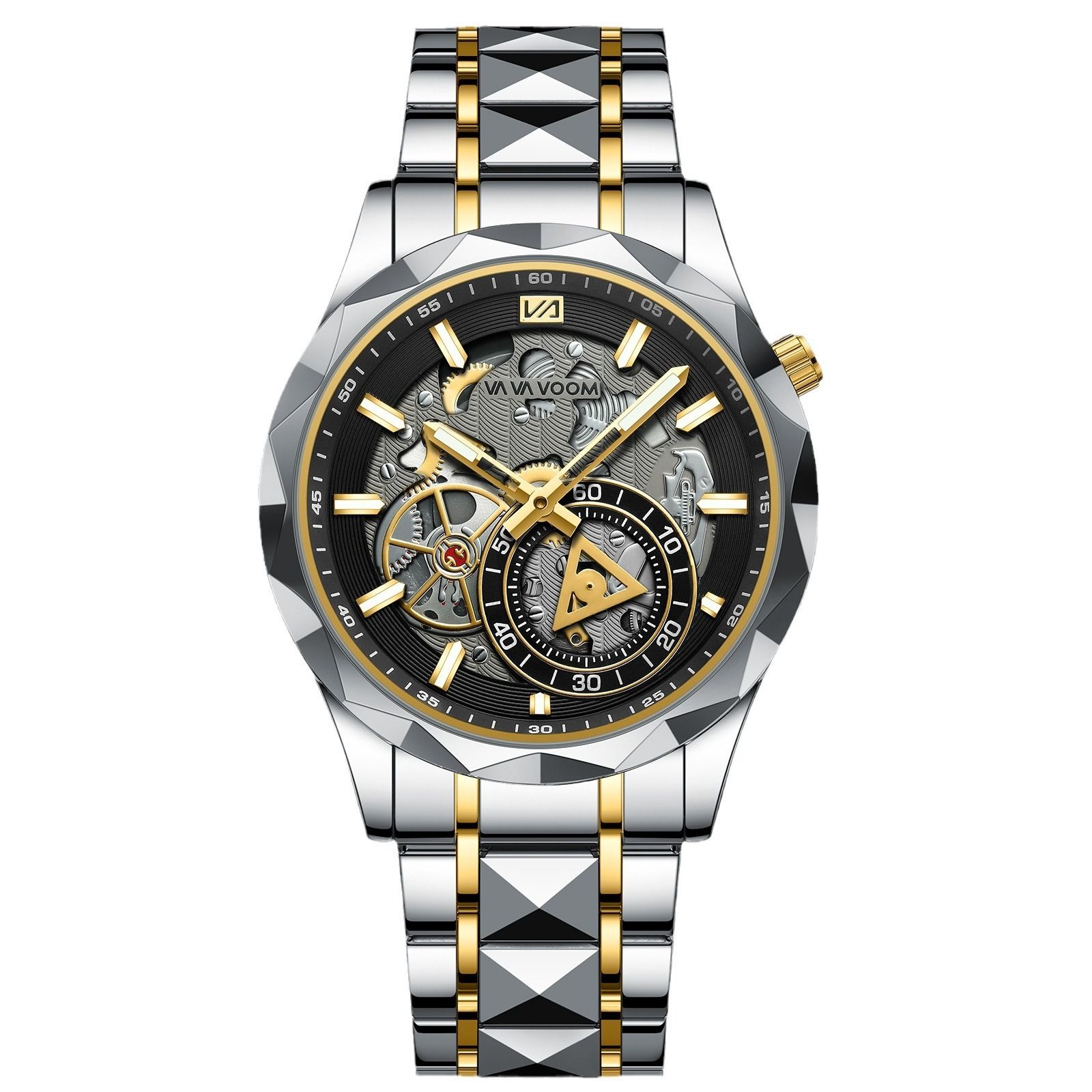 2025 Africa Europe America VA VA VOOM Brand New Steel Belt Men's Hollow Watch  Business Simple Quartz 30M Waterproof Watch Mechanical Hollowing Diverse Colors Trendy Versatility Fashion Business:
