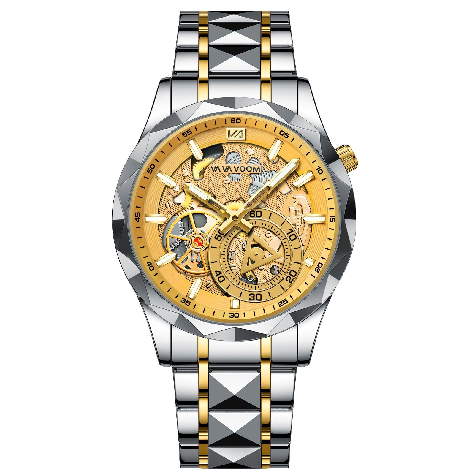 2025 Africa Europe America VA VA VOOM Brand New Steel Belt Men's Hollow Watch  Business Simple Quartz 30M Waterproof Watch Mechanical Hollowing Diverse Colors Trendy Versatility Fashion Business: