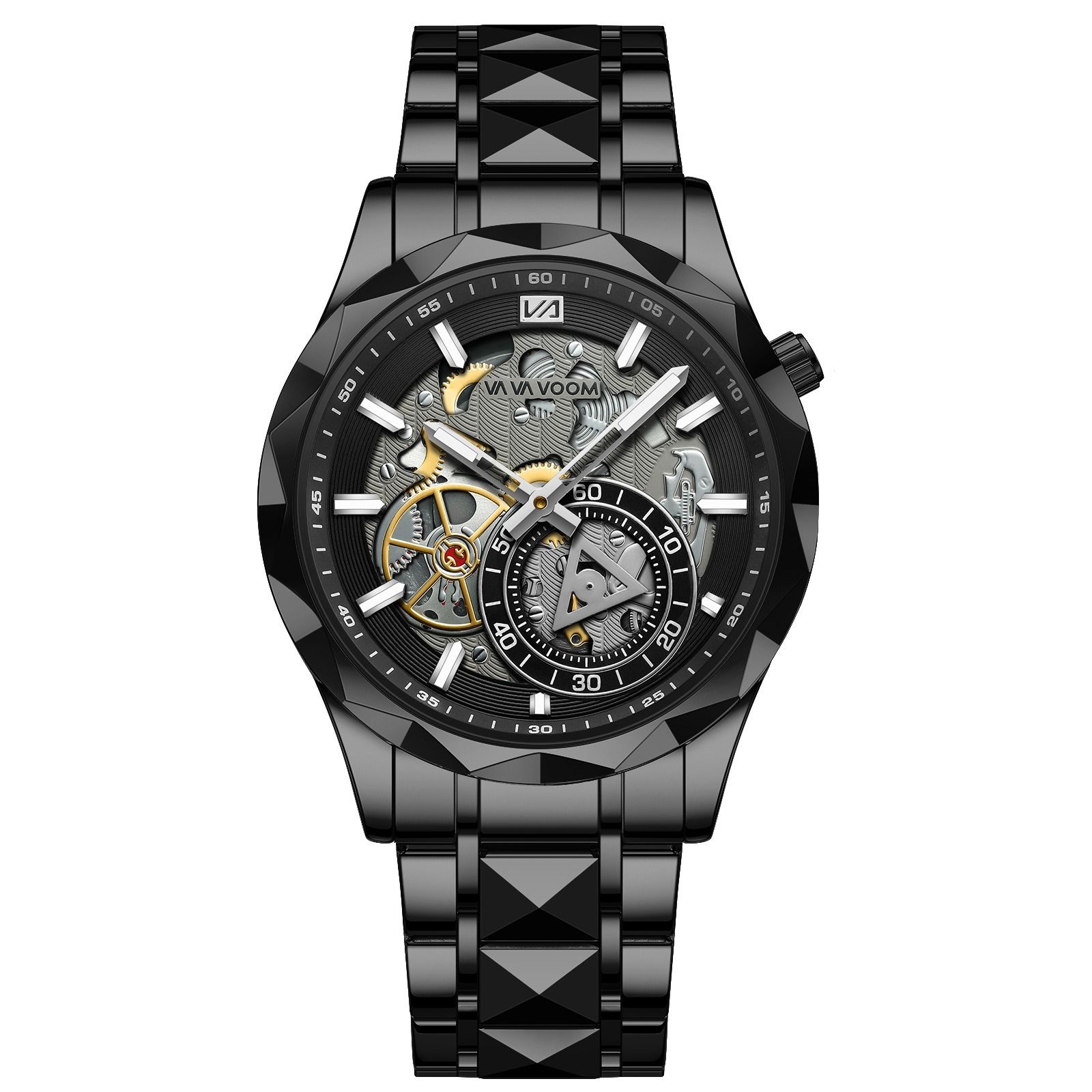 2025 Africa Europe America VA VA VOOM Brand New Steel Belt Men's Hollow Watch  Business Simple Quartz 30M Waterproof Watch Mechanical Hollowing Diverse Colors Trendy Versatility Fashion Business: