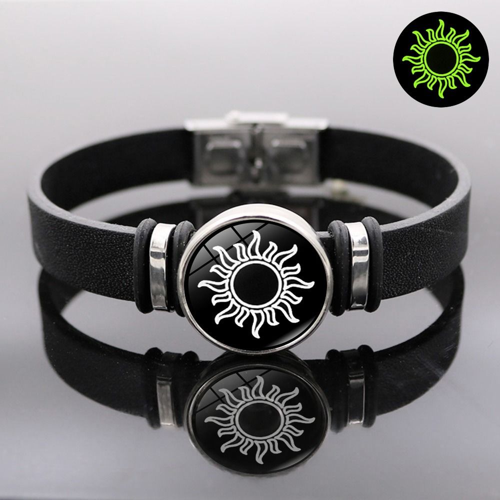 Africa's new cross-border temu hot sun and moon lovers black leather bracelet men and women universal European and American fashion personality bracelet jewelry