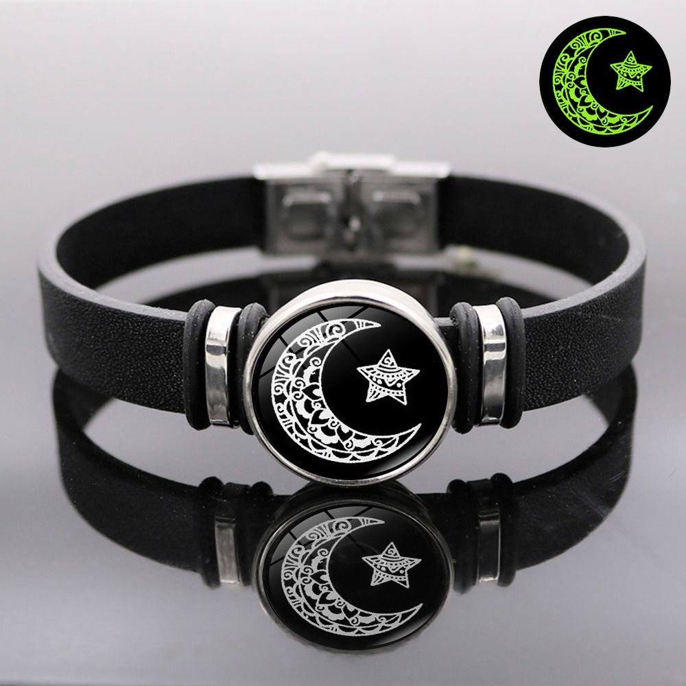 Africa's new cross-border temu hot sun and moon lovers black leather bracelet men and women universal European and American fashion personality bracelet jewelry
