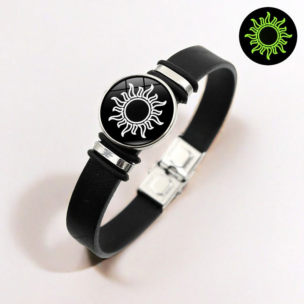 Africa's new cross-border temu hot sun and moon lovers black leather bracelet men and women universal European and American fashion personality bracelet jewelry