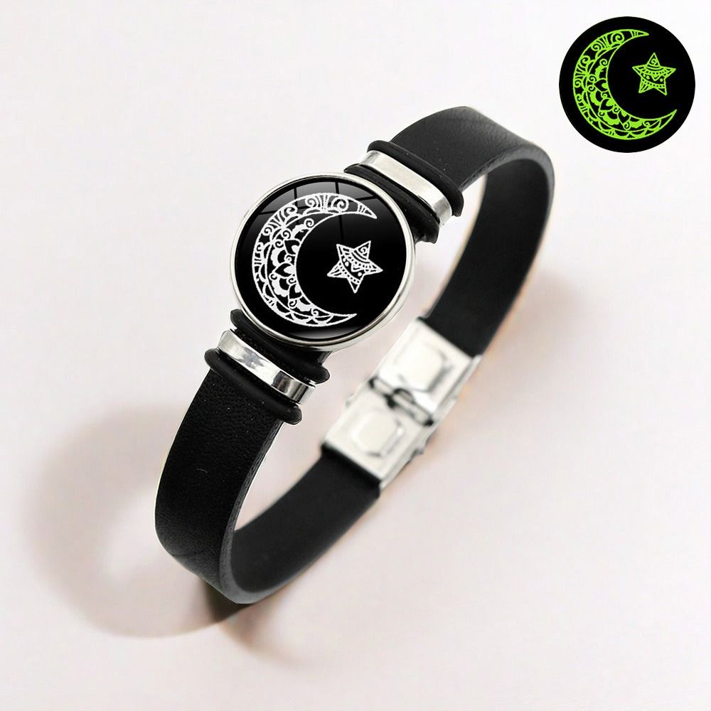 Africa's new cross-border temu hot sun and moon lovers black leather bracelet men and women universal European and American fashion personality bracelet jewelry