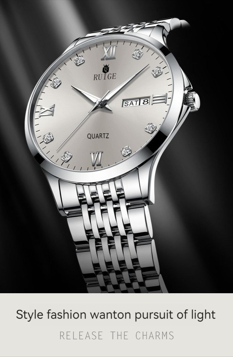 2025 Africa Europe America High-grade Handsome Men's Watch High Quality RUIGE brand Ultra-thin Watch Waterproof Luminous Calendar Korean Quartz Watch Shake Sonic Sell Through Explosive Sport Watch
