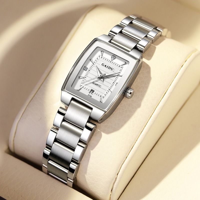 2025 Africa Europe America New Women's Watch Fashion Burst Niche Light Luxury Retro Wine Barrel 30 Meters Waterproof Women's Watch Square Ins Wind Small Dial Watch Antique Style