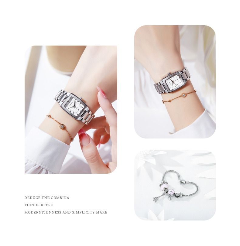 2025 Africa Europe America New Women's Watch Fashion Burst Niche Light Luxury Retro Wine Barrel 30 Meters Waterproof Women's Watch Square Ins Wind Small Dial Watch Antique Style
