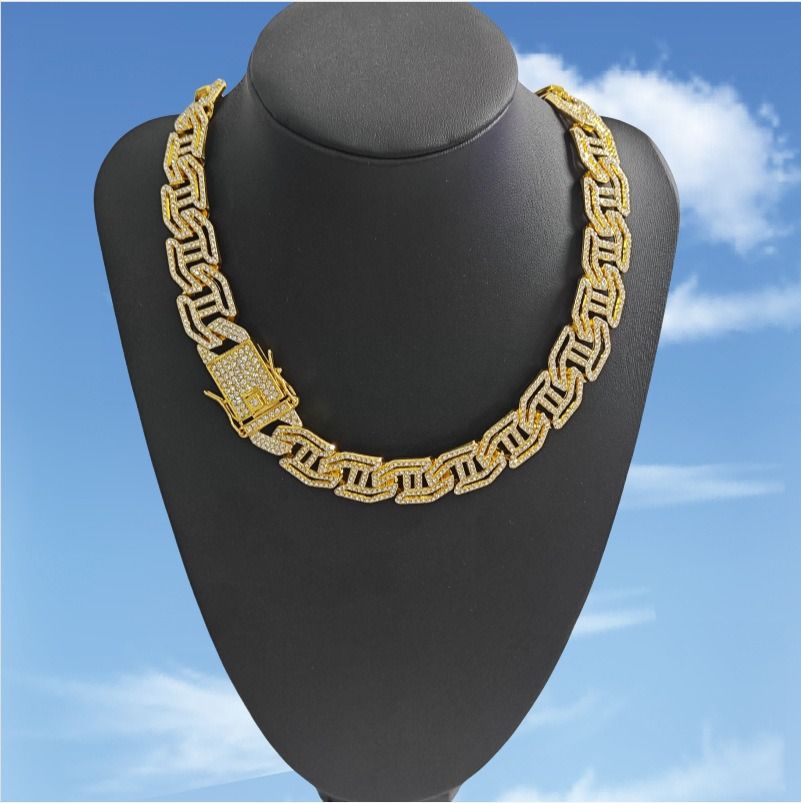 2025 Africa Europe America Men's Punk 3A Rhinestone Hip Hop Jewelry 16mm H Letter Dragon Beard Buckle Buckle Hiphop Hip Hop Cuban Chain Water Chain Dragon Phoenix Decorative Elements Personality Style