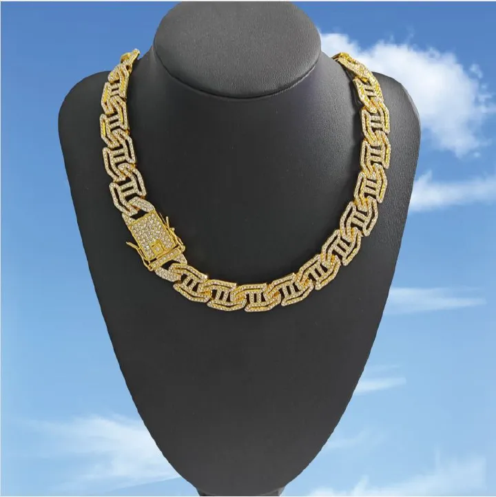 2025 Africa Europe America Men's Punk 3A Rhinestone Hip Hop Jewelry 16mm H Letter Dragon Beard Buckle Buckle Hiphop Hip Hop Cuban Chain Water Chain Dragon Phoenix Decorative Elements Personality Style