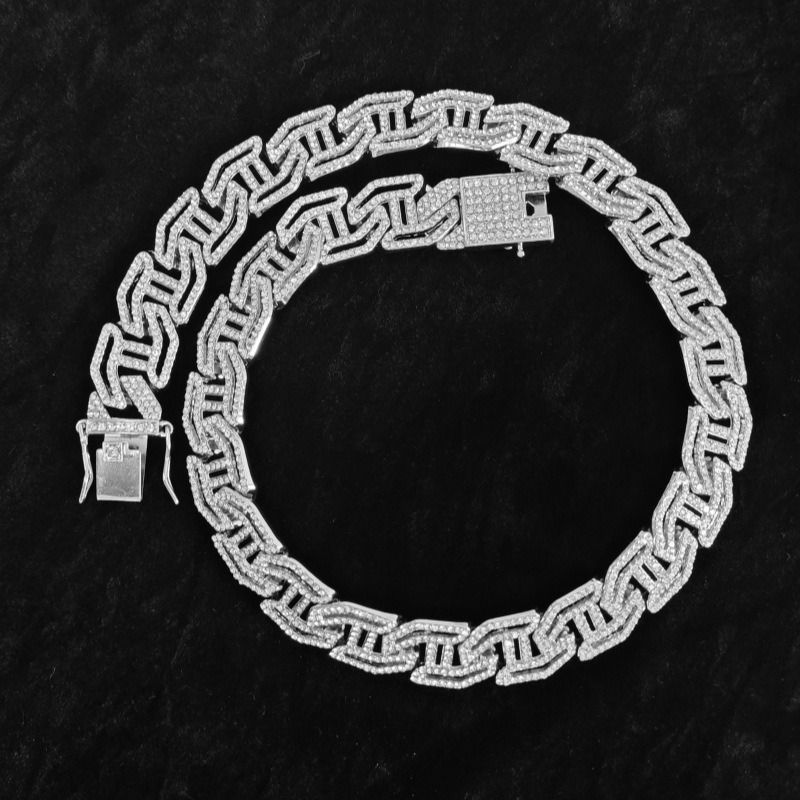 2025 Africa Europe America Men's Punk 3A Rhinestone Hip Hop Jewelry 16mm H Letter Dragon Beard Buckle Buckle Hiphop Hip Hop Cuban Chain Water Chain Dragon Phoenix Decorative Elements Personality Style