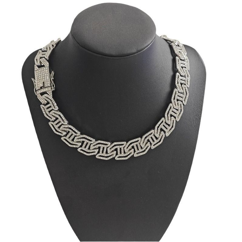 2025 Africa Europe America Men's Punk 3A Rhinestone Hip Hop Jewelry 16mm H Letter Dragon Beard Buckle Buckle Hiphop Hip Hop Cuban Chain Water Chain Dragon Phoenix Decorative Elements Personality Style