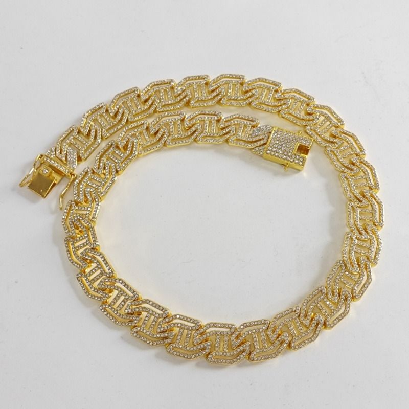 2025 Africa Europe America Men's Punk 3A Rhinestone Hip Hop Jewelry 16mm H Letter Dragon Beard Buckle Buckle Hiphop Hip Hop Cuban Chain Water Chain Dragon Phoenix Decorative Elements Personality Style