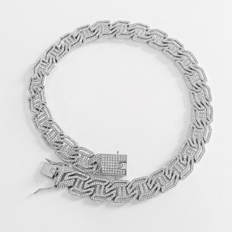 2025 Africa Europe America Men's Punk 3A Rhinestone Hip Hop Jewelry 16mm H Letter Dragon Beard Buckle Buckle Hiphop Hip Hop Cuban Chain Water Chain Dragon Phoenix Decorative Elements Personality Style