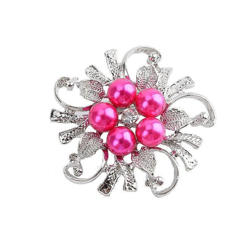 2025 Africa Europe America Fashion Silk Scarf Buckle Anti-slip Alloy High-grade Korean Version Diamond-set Pearl Brooch Rhine-diamond Clothing Pin Corsage Plant & Flower Elements Simple Fashion Style