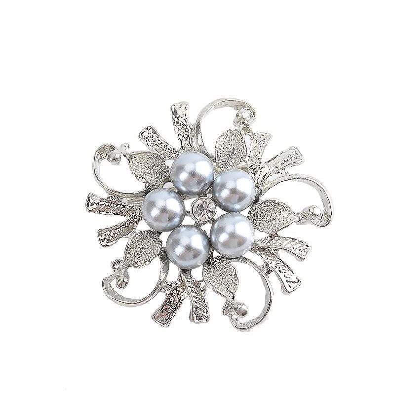 2025 Africa Europe America Fashion Silk Scarf Buckle Anti-slip Alloy High-grade Korean Version Diamond-set Pearl Brooch Rhine-diamond Clothing Pin Corsage Plant & Flower Elements Simple Fashion Style